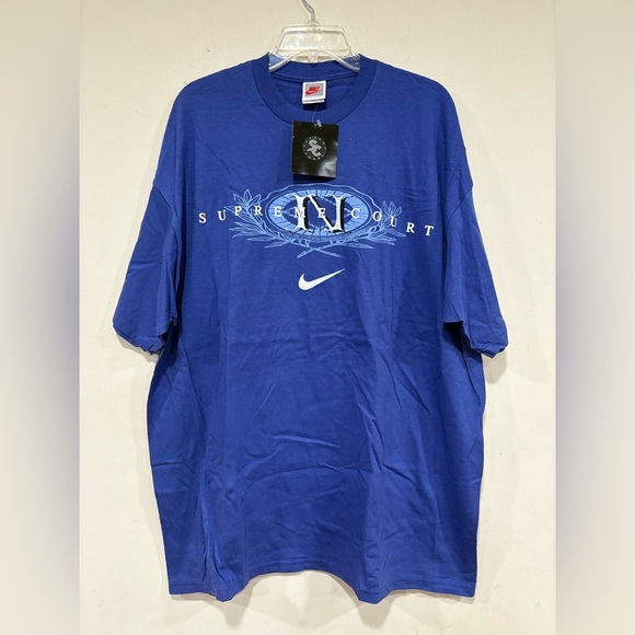 NWT Vintage 90s Nike Supreme Court Blue Center Swoosh T-shirt Sz 2XL XXL - Picture 1 of 6